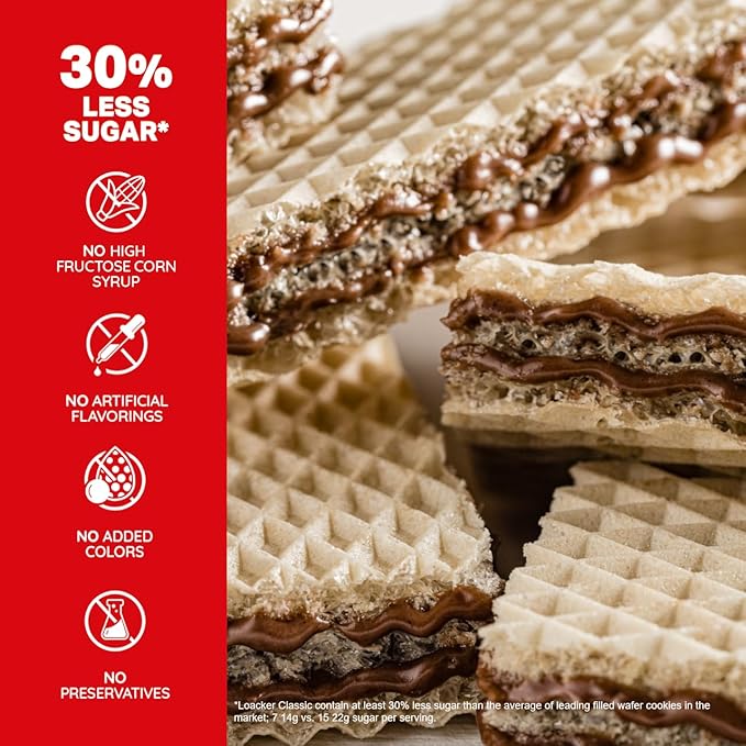 Loacker Classic Wafers Mix - Premium Assorted Crispy Wafer Cookies - Variety Pack - Hazelnut, Chocolate, Vanilla, Double Chocolate, Cocoa and Milk, Milk - 45g/1.59oz, Pack of 6