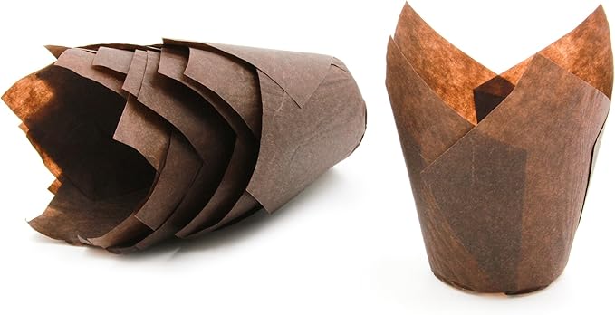 Brown Tulip Baking Cups, Medium Size, for Muffins, Cupcakes, Eco Friendly, Disposable, Non-Stick, Pack of 2000 - by Ecobake