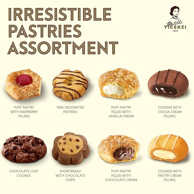 Matilde Vicenzi Venezia Cookie Tin - Italian Pastries & Bakery Cookies in Individually Wrapped Trays - Bakery Dessert for Gifting - Assorted Cookies in Italian Design Gift Tin 32.5oz (920g)