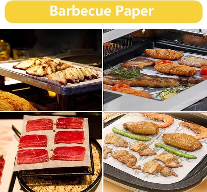 50 PCS 10 x 10 Inch Parchment Paper Baking Sheets for Cookies, Food Basket Liners, Air Fryer, Grilling Rack, Oven Non-Stick Precut Wax Paper Sheets Deli Paper White