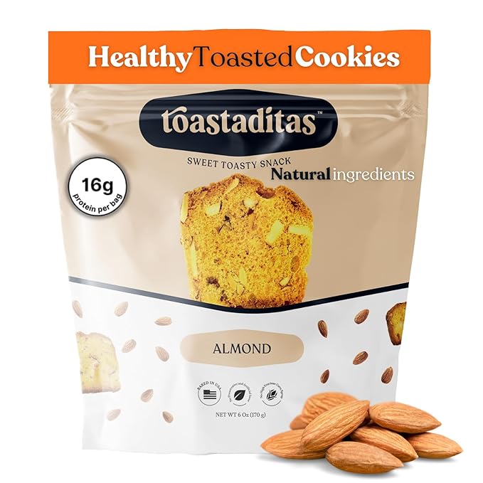 Toastaditas Almond Toasted Cookies, Natural Ingredients, No Artificial Flavors, Ideal for Coffee or Tea pairing, Snacks for kids and adults (6 oz Pack, Almond)