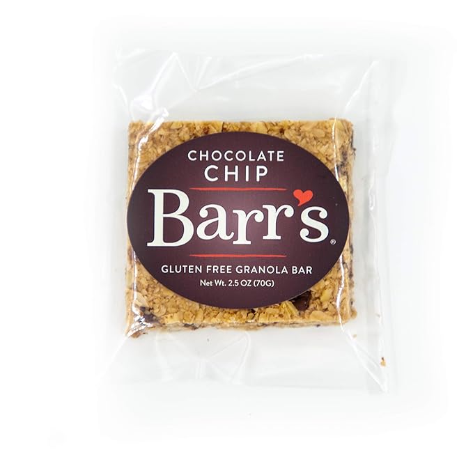 Mrs. Barr’s Natural Foods Granola Bars | Chocolate Chip | Certified Organic Gluten Free Oats | Soft Texture | Small Batch | Gourmet Quality | Real Ingredients | 2.5 Ounces (12 Pack)