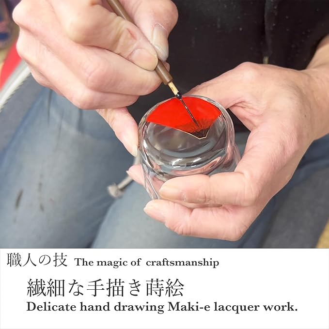 Kasyou Studio Red Fuji sake cup (Natural curl shape) Glass (Kanazawa Gold Foil, Gift Box), made in Japan, japanese sake cup soju glass luxury golden glasses Vaso de Sake Japonés