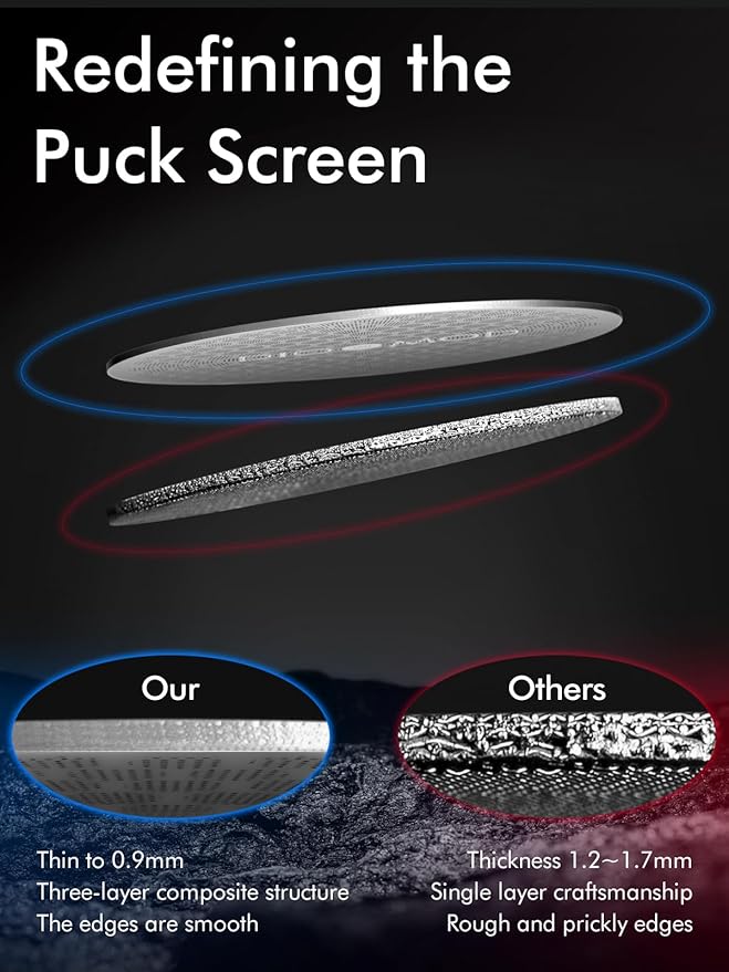 51mm Espresso Puck Screen, 0.9mm 150?œm Ultra Thin Coffee Espresso Filter Screen - Mesh Reusable Filter for Espresso Portafilter Filter Basket 51mm