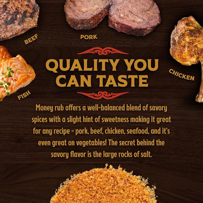 Big Poppa’s Money BBQ Rub — Award Winning Pork BBQ Rub — Gluten-Free Spice Mix — Dry Rubs for Smoking and Grilling with Sea Salt (14 Oz)