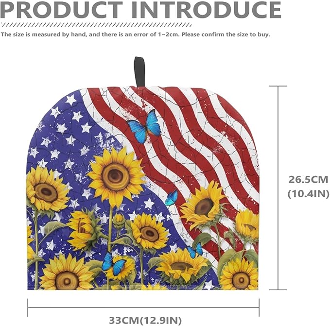 Tea Cozy Portable American Flag Sunflower Print Tea Pot Dust Cover Kitchen Teapot Insulated Scratch-Proof Protector Tea Kettle Cosy Easy Storage