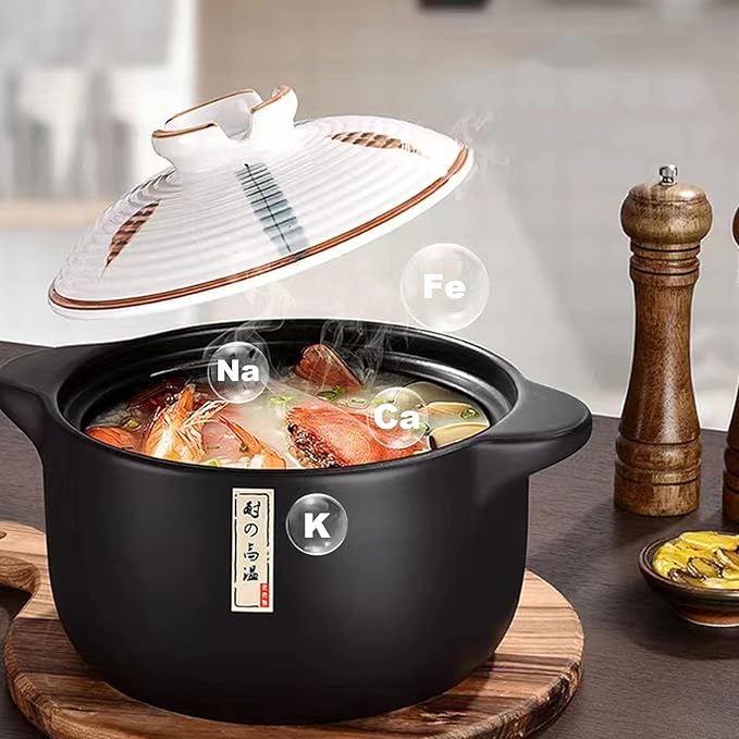 1.7 Quart Ceramic Casserole,with Lid Ceramic Pot,Heat-Resistant Round Stew,Soup Pot for cook bibimbap, soup, rice, stew, casserole (White1.7QT)
