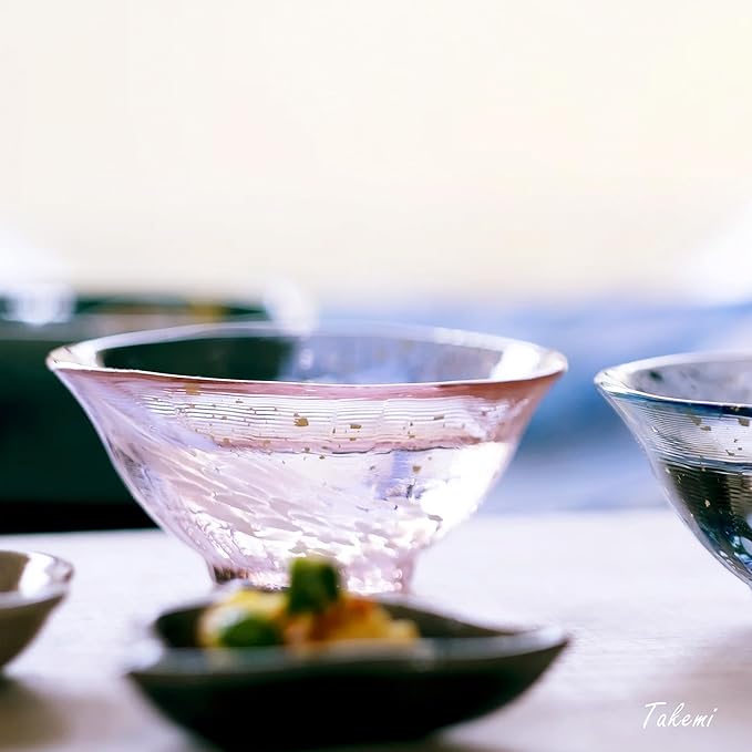Japanese drinkware gift Handcrafted Mini Glass Set Elegant Japanese Sake Cups Perfect for Any Occasion Made in Japan (Sakura and Moonlight, Sake Glass (2.5 fl oz))
