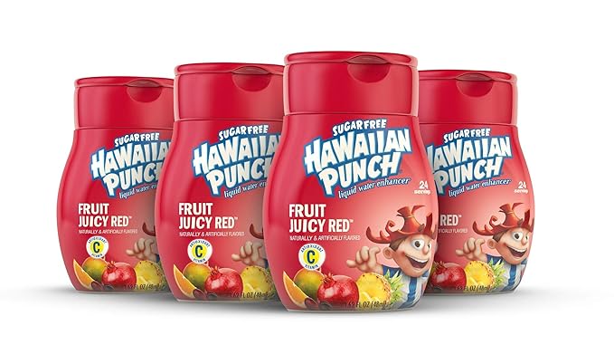 Hawaiian Punch, Fruit Juicy Red, Liquid Water Enhancer ??New, Better Taste! (4 Bottles, Makes 96 Flavored Water Drinks) ??Sugar Free, Zero Calorie