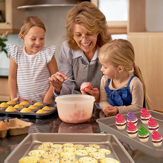 Baking Sheet Pans,2 Pack Nonstick Baking Pans Cookie Sheet Brownie Pan,Bread & Cake Pan, Toaster Oven Tray Bakeware, Small Nonstick Baking Tray, Heavy-Duty Bread Loaf Pan (8.6 X 6.6 X 0.98 Inches)