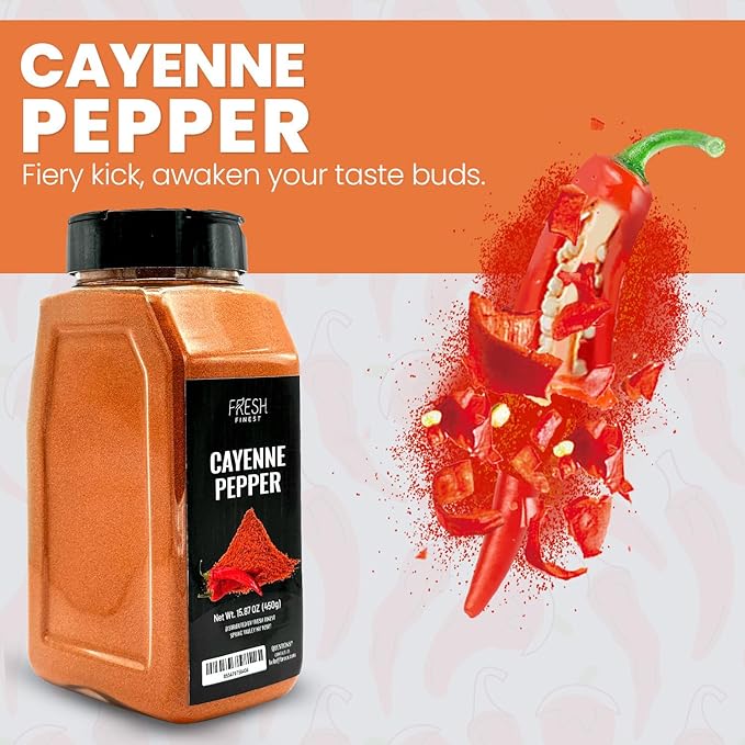 Fresh Finest Cayenne Pepper Powder 15.87 oz Bold Flavor all Natural Red Pepper Spice 50,000 SHU Heat, Commercial and Home Cooking