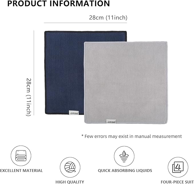 MHW-3BOMBER Barista Towels for Espresso 4Pack, 11" Microfiber Barista Cloth Espresso Cleaning Towel for Coffee Bar - Coffee Cleaning Accessories fit Espresso Machine|Steam Wand|Countertop CT5322