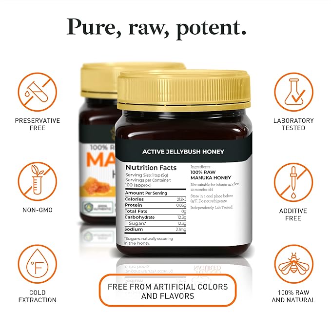 Raw Manuka Honey Certified MGO 100+ / 6+ Manuka With Antibacterial Activity - (NPA 6+) 500g (1.1lb) by Good Natured