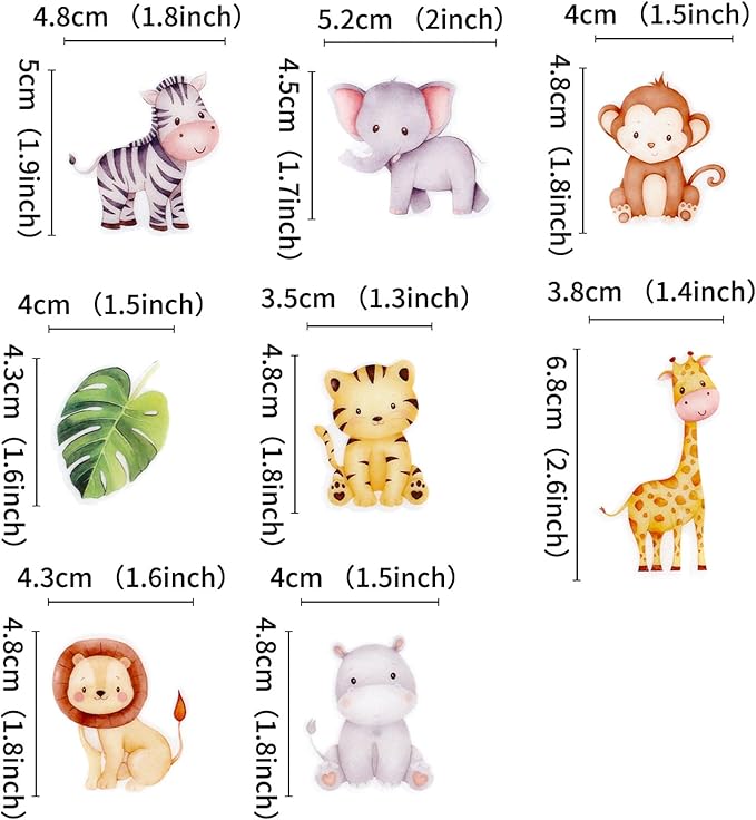 40Pcs Edible Jungle Safari Animal Theme Cupcake Toppers Wafer Paper Jungle Safari Animal Cupcake Toppers Drink Topper Dessert Muffin Cake Picks Cake Decoration for Children Birthday Party Decoration