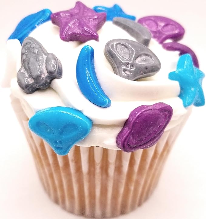 NCS Outer Space Blue, Purple, White, and Gray Space Ship, Alien, Planet, Moon and Star Edible Candy Sprinkles, 8 ounces - Great for Cupcakes, Cookies, Cakes, Cakes Pops, Donuts