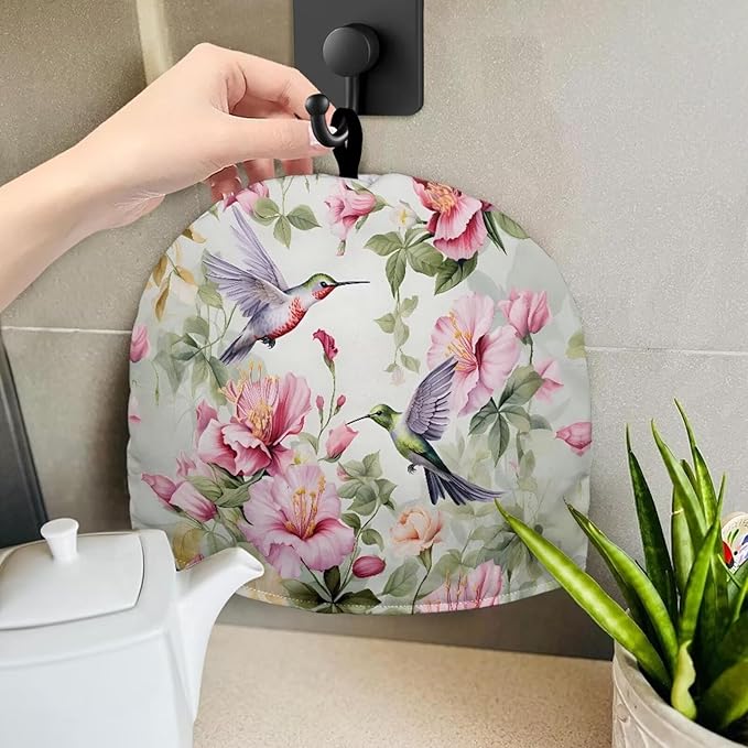 Hummingbird Tea Cosy for Teapot Floral Tea Cosy for Teapot Thick Home Decorative Kettle Kitchen Dust Cover Kitchen Accessory
