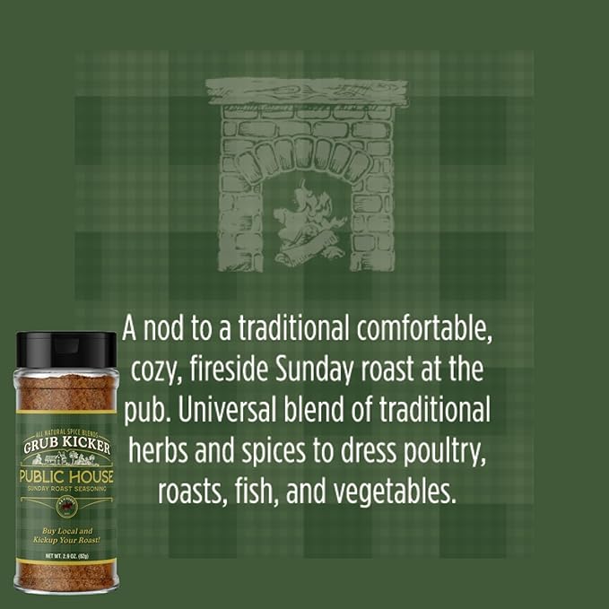 Grub Kicker Public House Sunday Roast Seasoning - 2.9 oz Bottle - Prime Rib, Pot Roast, and Beef Tenderloin Spice Rub - Perfect for Slow Cooker Meals and Savory Dishes