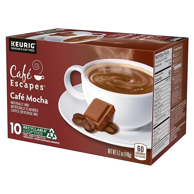 Café Escapes Café Mocha Coffee Beverage, Single-Serve K-Cup Pods, 60 Count