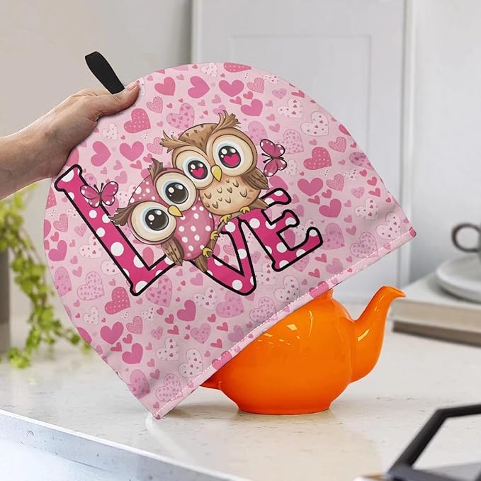 Valentine's Love Heart Tea Pot Cozies Washable Teapot Protective Cover Insulation and Keep Warm Tea Cosy Tea Kettle Quilt for Valentine's Day Gift