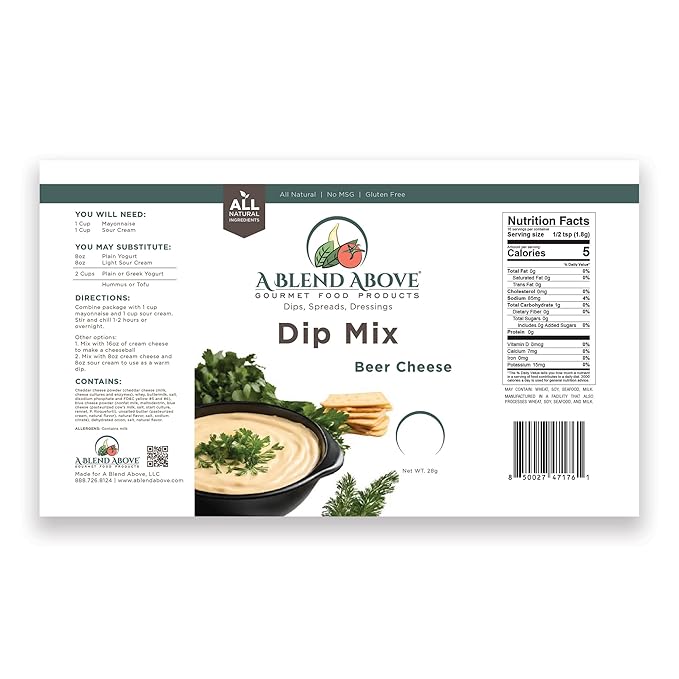 A Blend Above Beer Cheese Dip Mix, 1oz, (3 Pack), Gluten-Free, No MSG, All Natural, No Preservatives, Vegetable Dip, Keto Friendly, Low Carb, Easy to Make