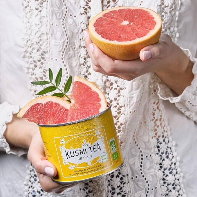 Kusmi Tea - BB Detox + Detox - Iconic Detox Tea - Organic Tea - Blend of Green Tea, Mate & Fruits - Organic Flavored Yerba Mate Tea - Loose Leaf Tea - 2 Tin Boxes of 3.5 oz