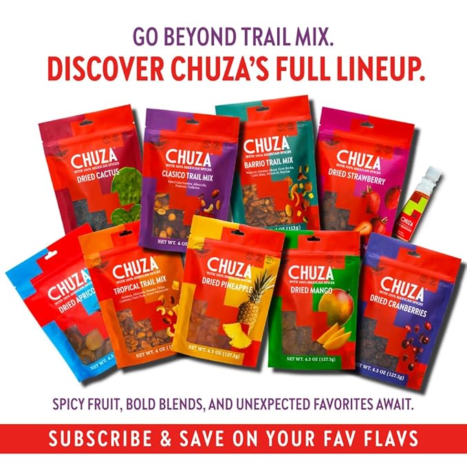 CHUZA Clasico Trail Mix ??Semi Spicy Sweet Snack with 100% Mexican Spices ??Dried Cranberries, Almonds, Peanuts & Cashews ??High Protein, Gluten-Free ??4 oz (Pack of 2)