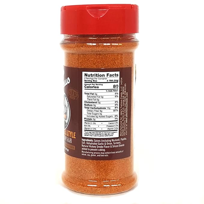 Jake?™s Famous Memphis Rub, BBQ Rub 4.5 Oz, Sugar Free, Gluten Free, Classic Southern Barbecue Seasoning for Chicken, Ribs, Pork, Beef, Seasoning Mix for Grilling Pack of 1