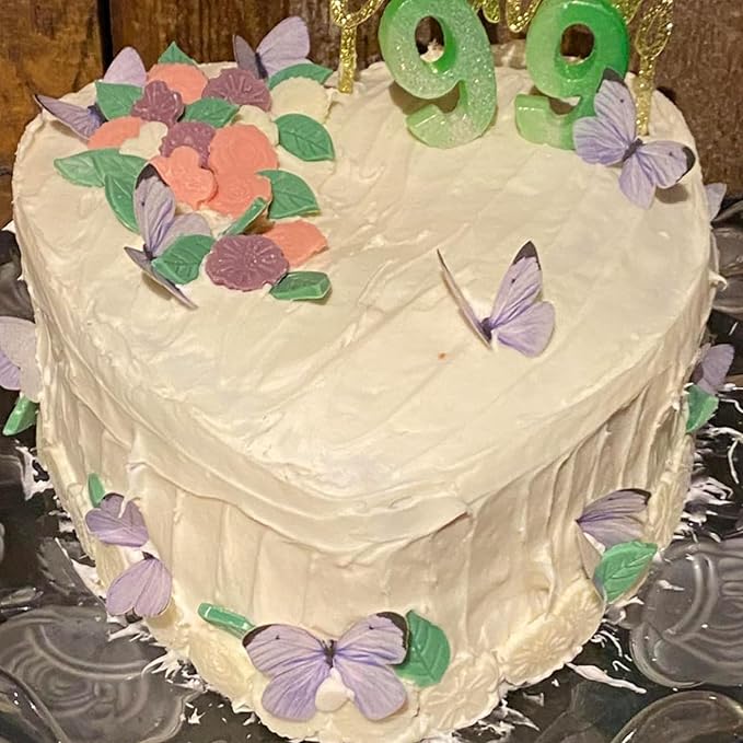50PCS Edible Butterflies Cake Decorations-Small Pastel Purple Butterfly Cake and Cupcake Toppers Wafer Paper butterfly Decor for Wedding Baby shower Birthday Cake Topper