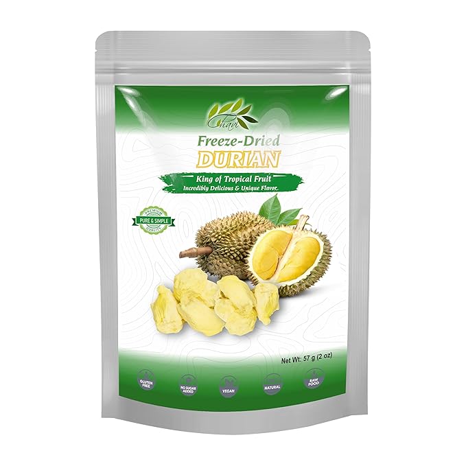 CHAVI Freeze-Dried Durian (King of Fruits) - 2 Oz - Healthy 1 Ingredient Superfood - Family Supersnacks - No Added Sugars or Preservatives - Non-GMO, Vegan, Gluten-Free??,<div>