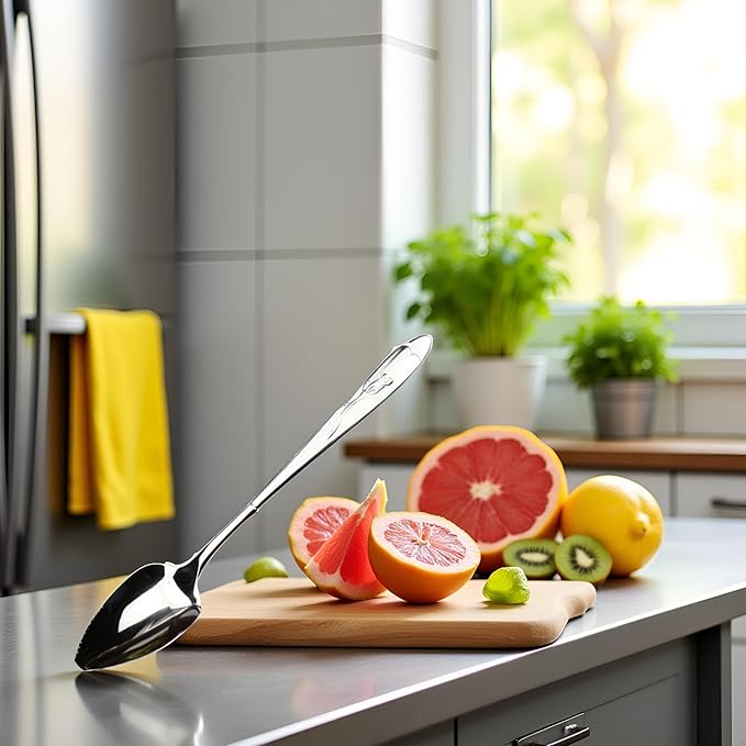 Silver Grapefruit Spoons, Stainless Steel Grapefruit Spoon, Chef Craft Serrated Grapefruit Spoon For Cirtrus Fruits, Kiwi, Salad, And Desserts, Grapefruit Utensils