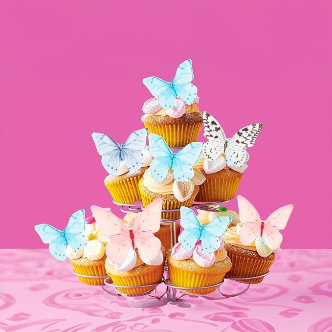 40Pcs Butterfly Cake Topper 3D Butterflies Edible Cupcake Decorations Mixed Color Girl Women Wedding Birthday Party Decorations
