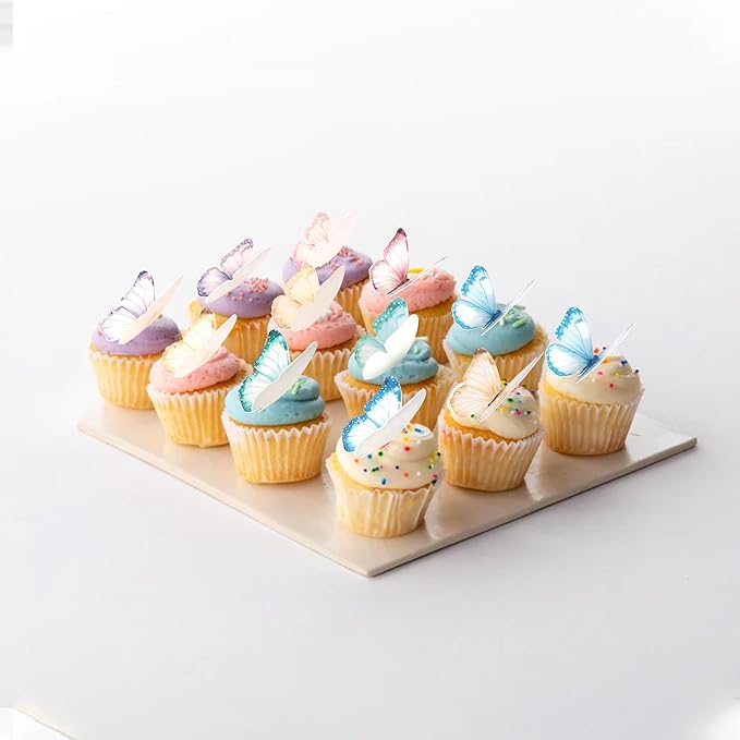 Rsstarxi 60 Pack Edible Butterfly Cake Decorations, Wafer Paper Butterflies Cupcake Toppers Edible Butterfly Decorations for Wedding Birthday Anniversary Baby Shower Party Decorating Supplies Colorful