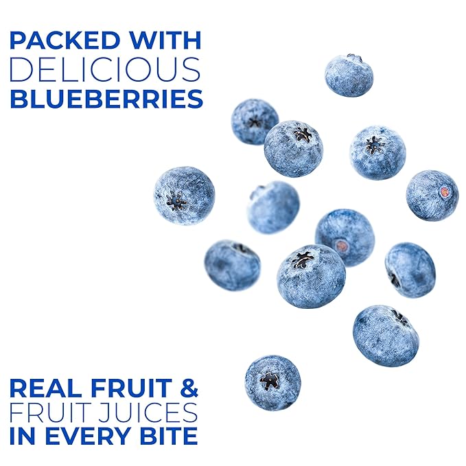 Betty Lou's Fruit Bars, Blueberry Pack of 12, Gluten Free, Vegan, Non GMO, Deliciously Healthy Snacks Made with All Natural Fruit Juice, Individually Wrapped, 2 oz. Each, 12 Bars