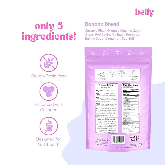 Belly Gluten-Free Collagen Variety Pack | High-Protein Brownies, Cookies, Banana & Pancakes | Grain-Free Dairy-Free Nut-Free | Healthy Sancks For Adults & Kids | Women-Owned Business | Variety Pack