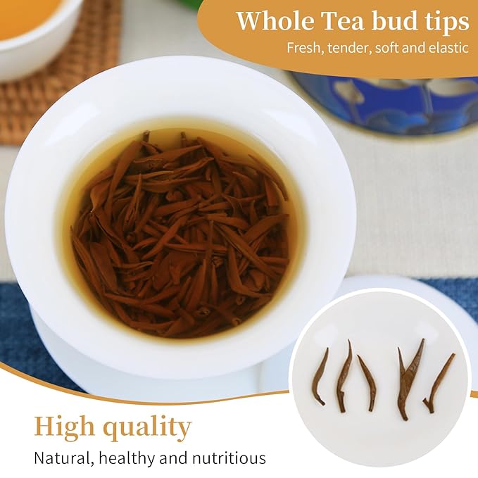 XIXICHA Black Tea Loose Leaf Jin Jun Mei Premium Golden Monkey Tea Chinese Authentic Wuyi Mountain Black Tea Golden Eyebrow Tea Nature Fruit And Honey Fragrance çº?Œ¶ ?¹级?‘骏??ä¸?›½?Ÿ夫??4.23oz /120g