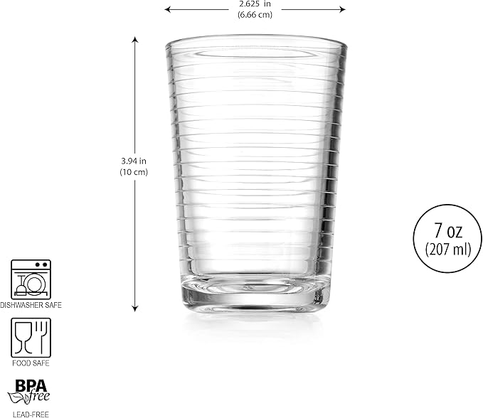 Glaver's Juice Glasses 7 oz. Set of 10 Glass Cups ??Beverage Water Tumblers For Home and Bar, Water, Cocktails, Iced tea. Kids Friendly Dishwasher Safe.
