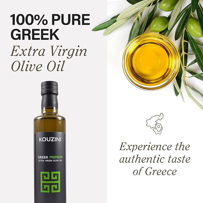 (3 Pack Premium) Kouzini Greek Premium Extra Virgin Olive Oil, Cold Pressed, Single Origin, Rich Flavor & Aroma, 500ml