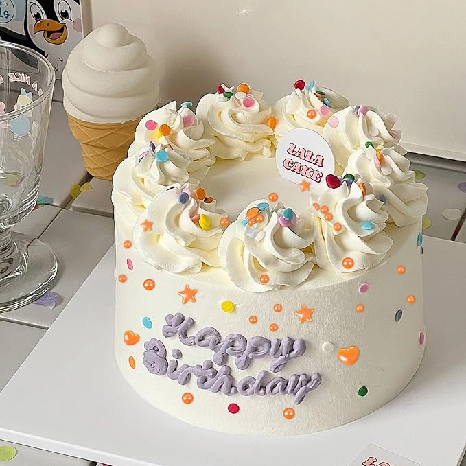 Kasvan 8.1Oz Orange Pearl Sprinkles, 6 Sizes Mix for Cake Decorating, 230g/8.1oz, Baking Cake Decorations, Ice Cream Toppings and Cookie Decorating, Wedding Party Chirstmas Supplies (Orange)