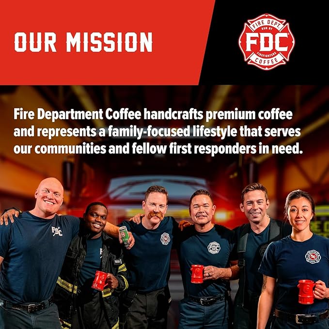 Fire Department Coffee - Black Cherry Bourbon Coffee K Cups - Gives Back to Firefighters - Premium Bourbon Infused Pods - Non-Alcoholic - Roasted in the USA - Veteran Owned - 12 Single Pods