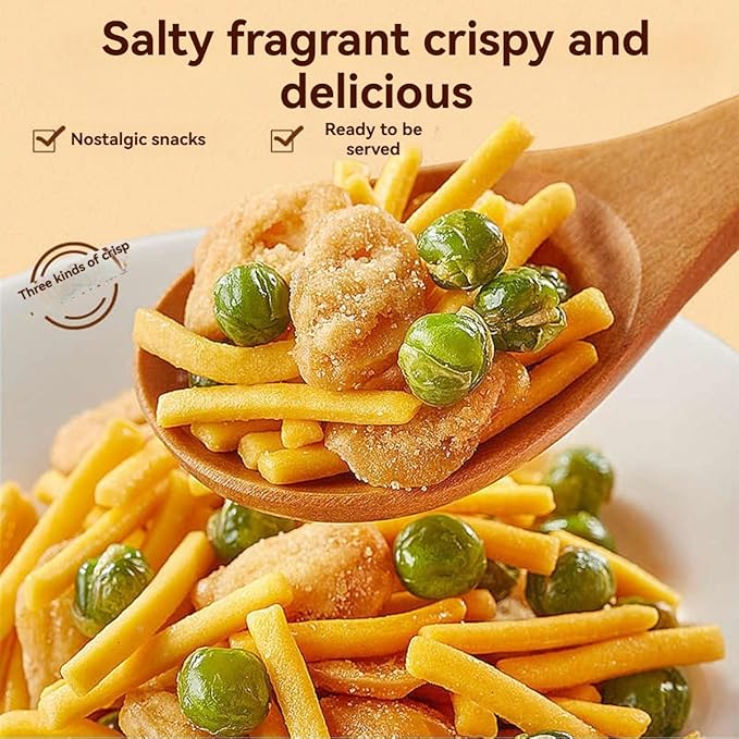 Crispy strips, bean fruits 7.05OZ/200g, Green Bean Chips mixed flavors include green beans, broad beans and crispy strips, fresh, fragrant and crispy snacks.