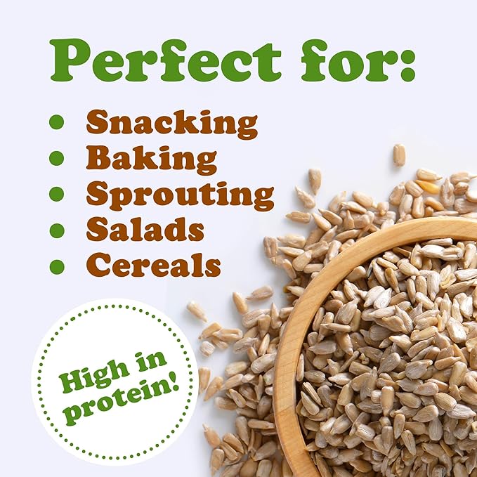 Food to Live Sunflower Seeds, 5 Pounds – Non-GMO Verified, Kernels, No Shell, Kosher, Raw, Vegan, Sirtfood, Bulk