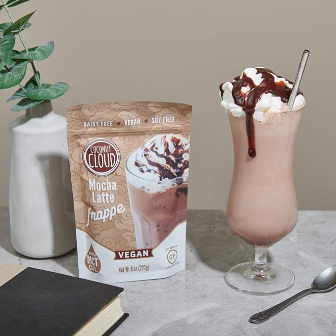 Coconut Cloud: Mocha Frappe Frozen Blended Iced Coffee Latte Mix | Instant: Add Ice + Favorite (Nut) Milk, Blend & Enjoy | Natural, Delicious, Creamy Coffee & Chocolate (Dairy Free, Gluten Free, Vegan), 6 Servings