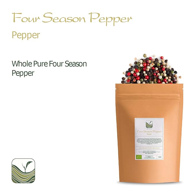 Four Peppercorn Rainbow Blend Organic - Pepper Blend For Grinder - Peppercorn Multi Colored Mix Gourmet Melange 4 Peppercorn Blend Rainbow Peppercons For Grinder Organic Peppercorn Melange