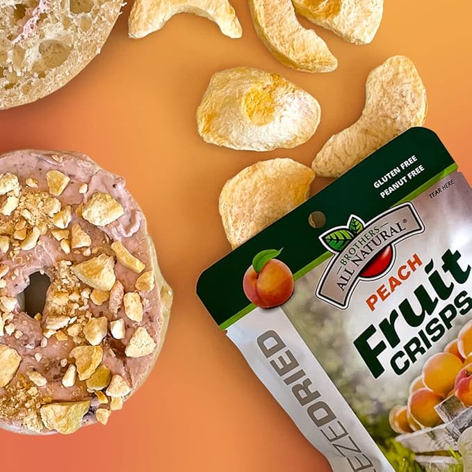 Brothers All Natural Freeze Dried Fruit Crisps, Peach, 0.28 Oz (Pack of 24), Made with 100% Fruit, Gluten Free, Soy Free, Vegan, Heathy Snack, Lunch Box Ready