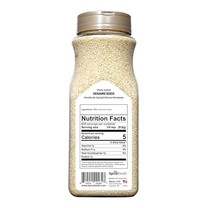 iSpice | Sesame Seeds Hulled | 16 oz | Bulk Size | Gourmet Spice | Kosher