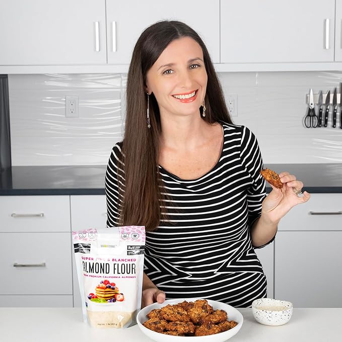 Wholesome Yum Premium Fine Blanched Almond Flour For Baking & More (16 oz / 1 lb) - Low Carb, Gluten Free, Non GMO, Keto Friendly Flour Substitute With Ground Almonds (Pack of 2)