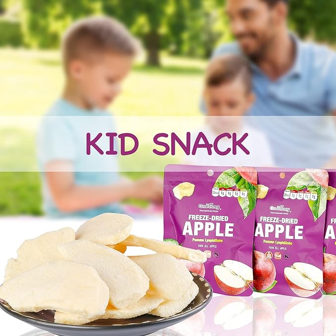 ONETANG Freeze-Dried Fruit Apple Chips, 10 Pack Single-Serve Pack, Non GMO, Kosher, No Add Sugar, Gluten free, Vegan, Holiday Gifts, Healthy Snack 0.35 Ounce