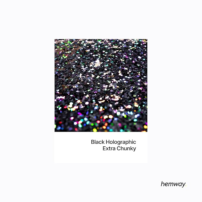 Hemway Premium Glitter Shaker - Black Holographic | 115g Extra Chunky Metallic Flake Sequins for Resin & Epoxy Crafts | Craft Supplies for Tumblers, Festival, Art