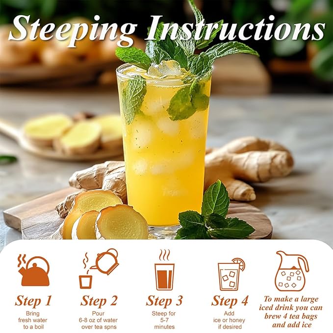 WT WEETEE Turmeric Ginger Green Tea Bags, 100 Count Made Turmeric, Ginger Root, Cinnamon and Honey Flavoring, Natural Caffeine-free Spice Tea