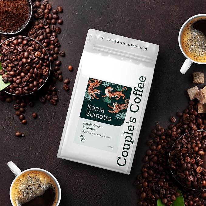 Couple?™s Coffee Whole Bean | Gives Back to Military Families | Single Origin Sumatra | Dark Roast | Made with 100% Arabica Beans | 12oz bag brews about 34 cups